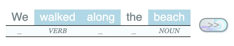 A sentence with selected masked tokens in the Poiesis Studio interface.